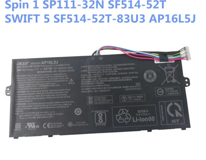 

New genuine Battery for Acer Spin 1 (SP111-32N) Swift 5 (SF514-52T) Switch 3 (SW312-31) SW312-31P AP16L5J 2ICP4/91/91 7.7V 36WH