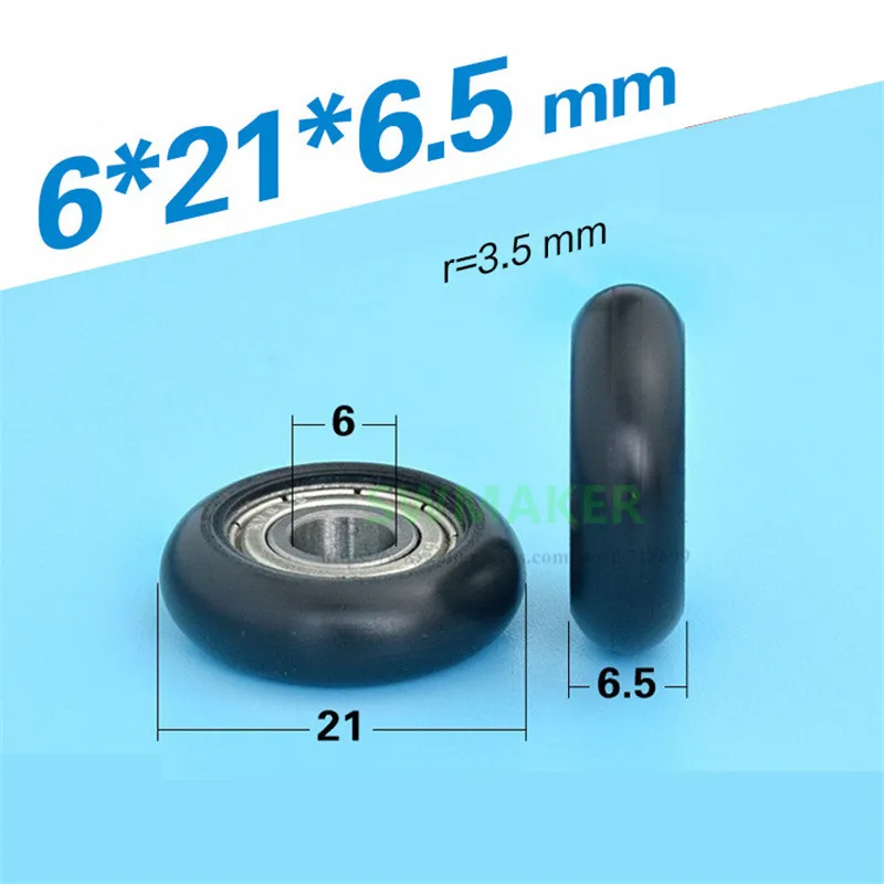 

1pcs 6*21*6.5mm 696 bearing pulley, arc spherical type wheel POM wheel, exhibition cabinet drawer guide wheel