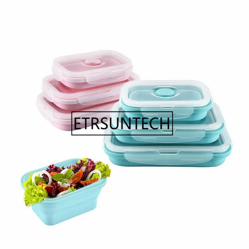 20pcs Folding Silicone Lunch Box Food Storage Container Kitchen Microwave Tableware Portable Household Outdoor Food box LZ1725