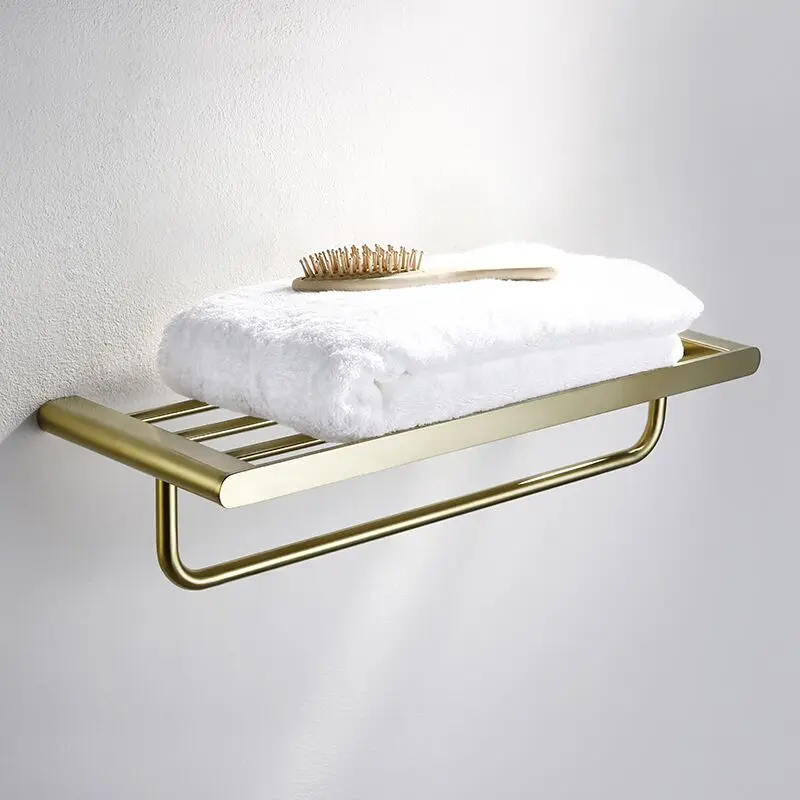 Bathroom Accessories Set Brushed Gold Bath Hardware Set Copper Material Towel Rack,Paper holder Toilet Brush Holder,hooks
