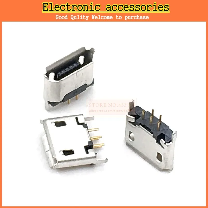 100pcs/Lot,Micro USB 5pin B type Female Connector For Mobile Phone Micro USB Jack Connector 5 pin Charging Socket Free shipping,