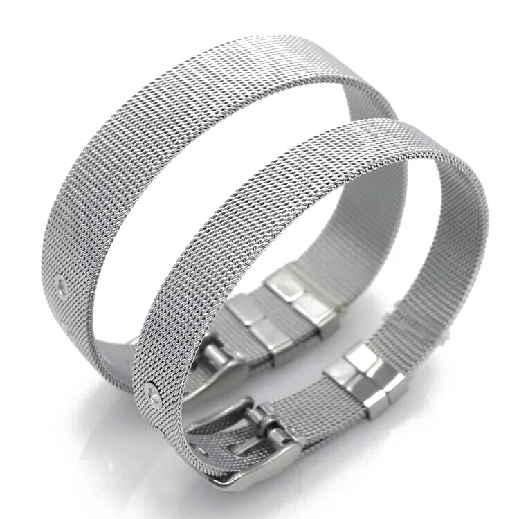 5pcs High Quality Adjustable 8mm/10mm Width Stainless Steel Mesh Bracelet,for 8mm/10mm hole Slider Beads Charm,DIY Accessory