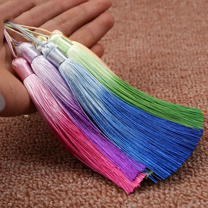 5pcs/lot 12cm Tassel Fringe Charms Pendant fit Earrings Chinese Knot Silk Satin Tassels Cords for DIY Jewelry Making Findings