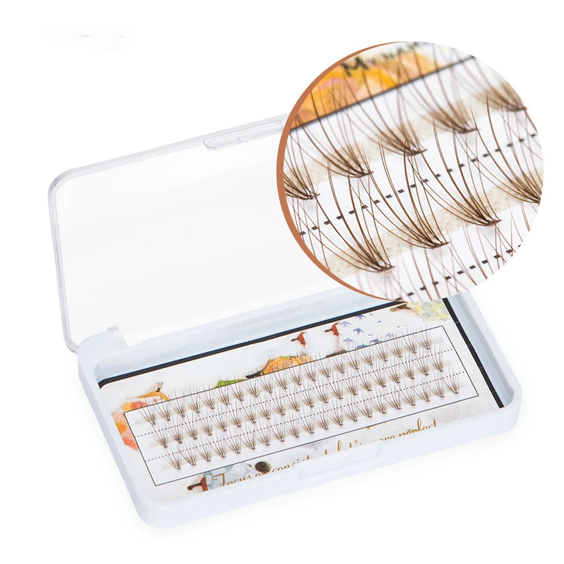 Caramel Color Grafted False Eyelashes 10D 0.07 Individual Cluster Silk Eyelash Natural Thick Grafting Lashes