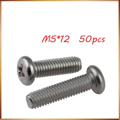 Free Shipping M5X12mm 304  Stainless Steel Pan Head Cross Socket Recessed Raised Cheese Head Pan Round Head Cross Recessed Screw