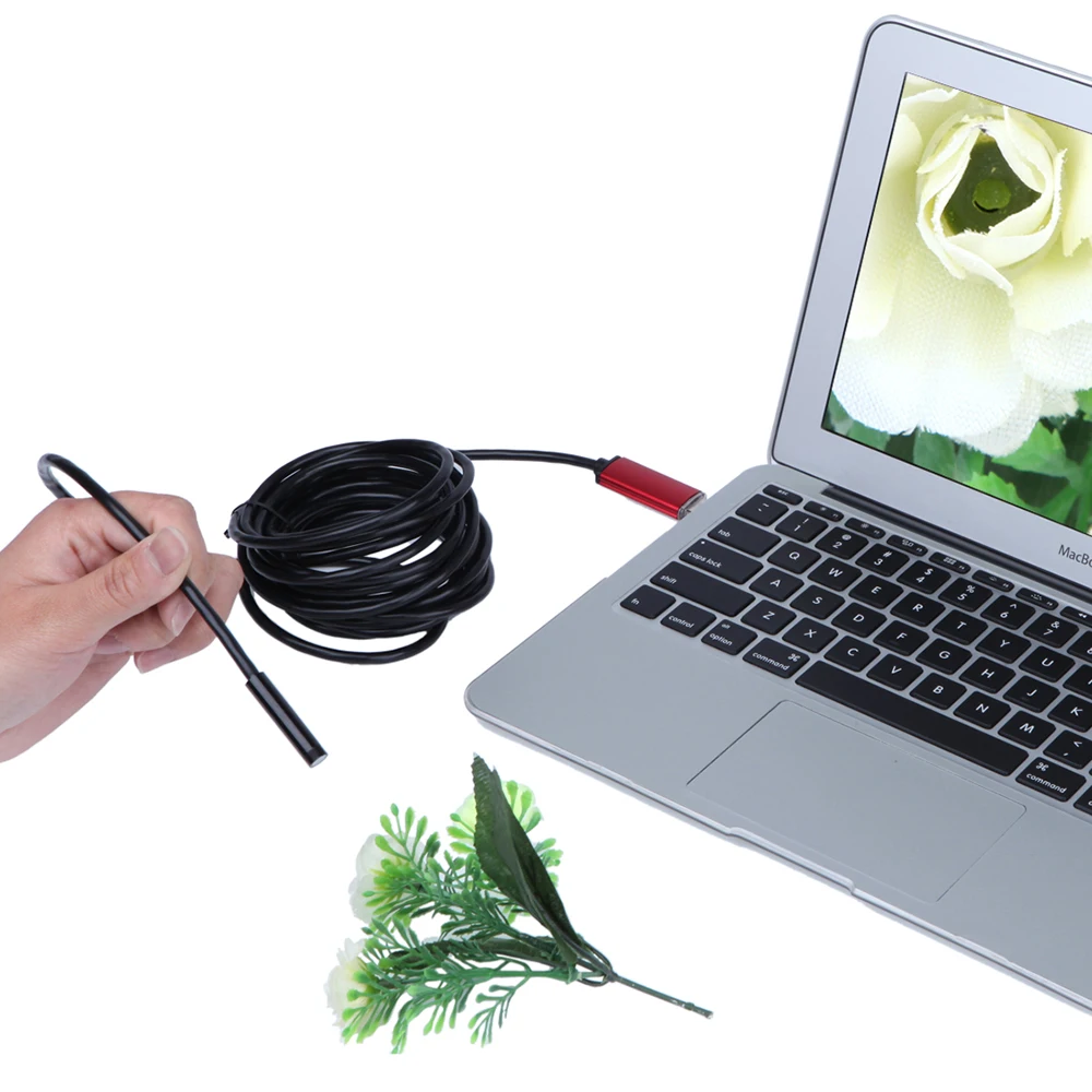 Chanseon 2 Trong 1 Cổng USB 2M 5M 10M Android Camera Nội Soi Kiểm Tra Android Borescope 8MM 6 Đèn Led USB Máy Tính Endoskop Camera