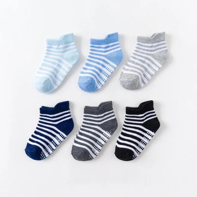 6Pair/lot New children\'s floor socks socks cotton non-slip glue boys and girls baby socks