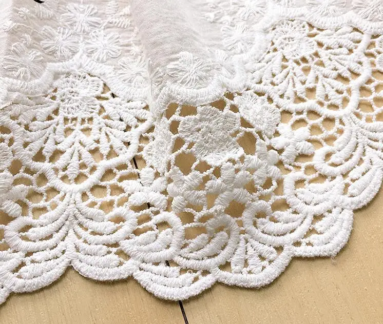 2/5/10yards 20cm White /beige Cotton Lace Trim Cotton Floral Embroidered Cloth Lace Doll Dress Underwear Costume DIY Craft X231