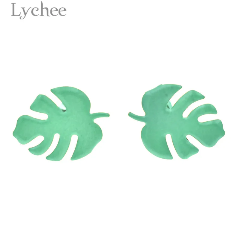 Lychee Life 50pcs Green Leaf Scrapbooking Brads Handmade Photo Album Embellishment DIY Decoration Brads for Craft Making