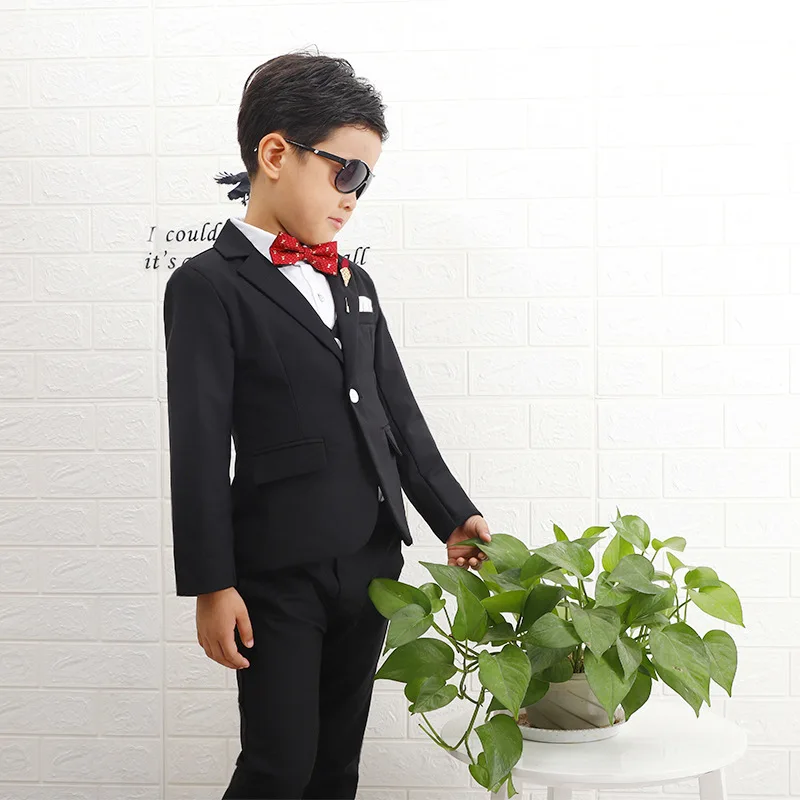 Flower Boys Formal Groom Suit Kids Wedding Jackets Vest Pants Tie Clothes Children Blazer School Graduation Costume Tuxedo Dress