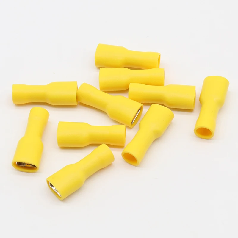 6.3mm Yellow 25 Female 25 Male Spade Insulated Electrical Crimp Terminal Connectors