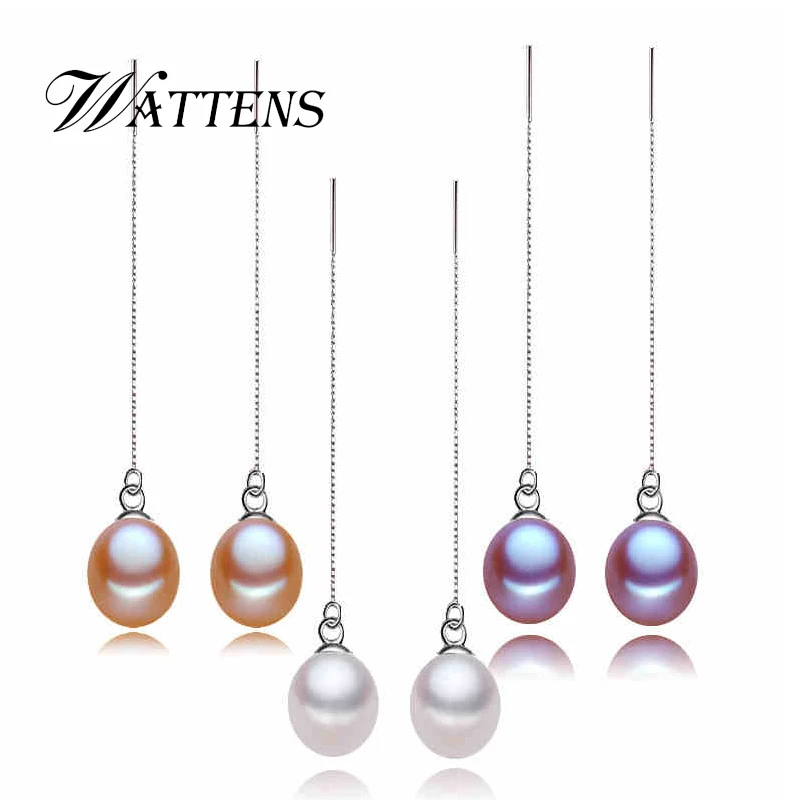 

WATTENS Pearl drop earrings,Pearl Jewelry for Women Jewelry 8-9mm Pearl Charm Bohemia 925 sterling silver earrings for love gift