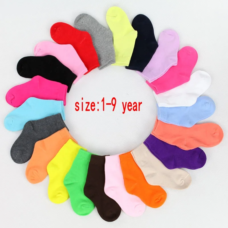 5 pairs / 1 lot spring&autumn candy color cotton children socks boys socks / socks for girls 1-9 year sport kids socks