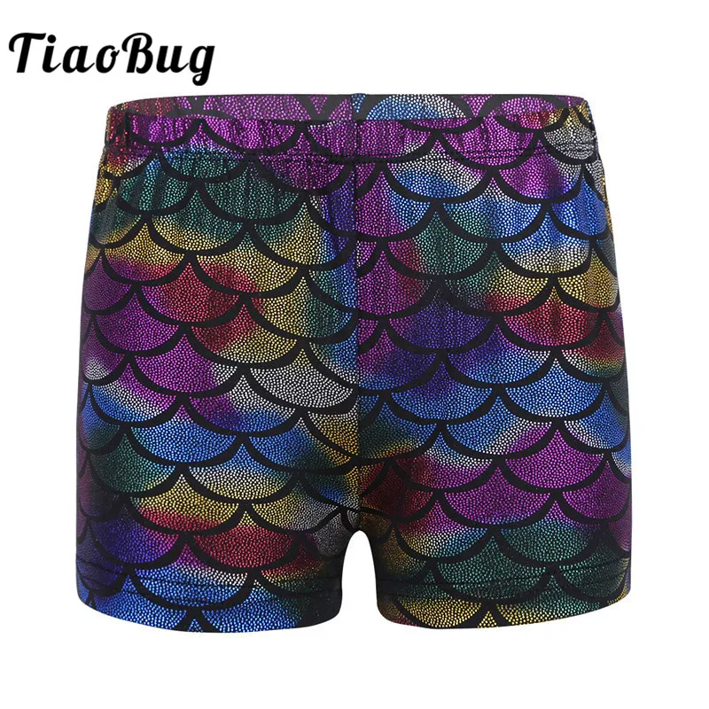 TiaoBug – Shorts de danse à motif de sirène pour enfants, taille basse, pour entraînement, Yoga, gymnastique, vêtements de sport