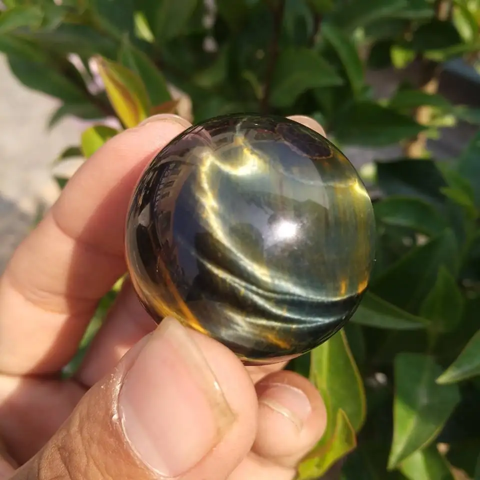 SPHEREFACTOR: Gorgeous Chatoyant BLUE & GOLD TIGER EYE Ball Sphere