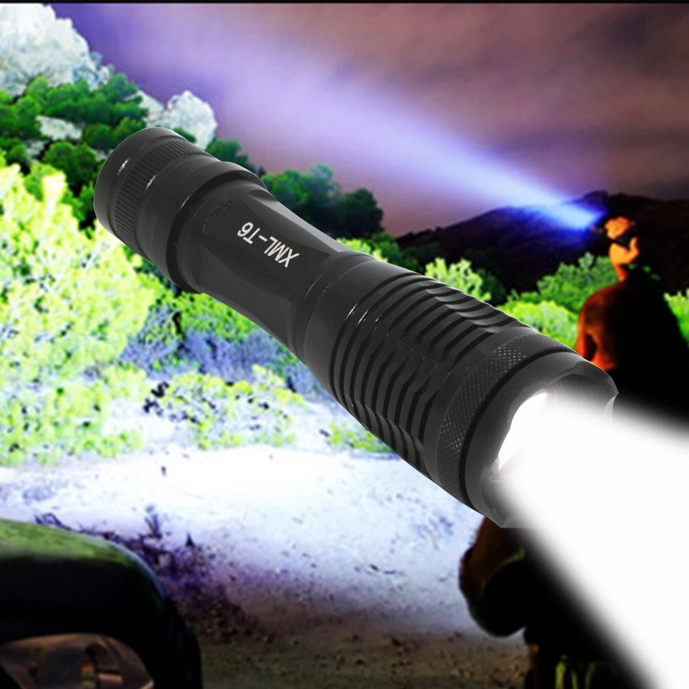 XML T6 1000LM LED Flashlight 5 Mode Adjustable Torch Lamp Night Lighting Outdoor Camping Hiking + 18650 Battery + Charger