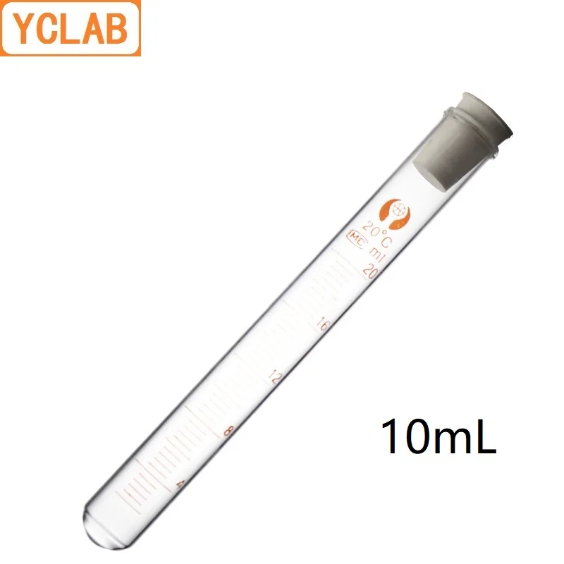 

YCLAB 10mL Test Tube Glass with Graduation Rubber or Silica Gel Stopper High Temperature Acid Alkali Resistance