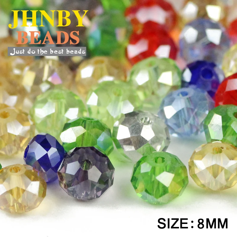 JHNBY Flat Round Shape Upscale Austrian crystal beads High quality 8mm 50pcs ball loose beads for jewelry making Accessories DIY