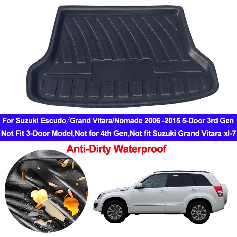 For Suzuki Escudo Grand Vitara Nomade 2006 - 2015 Car Rear Trunk Mat Cargo Tray Boot Liner Carpet Protector Floor Mats 2013 2014