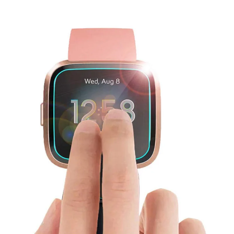 強化ガラスクリア保護フィルムガードfitbitヴァーサ/versa liteスポーツスマートウォッチ強化フルスクリーンプロテクターカバー