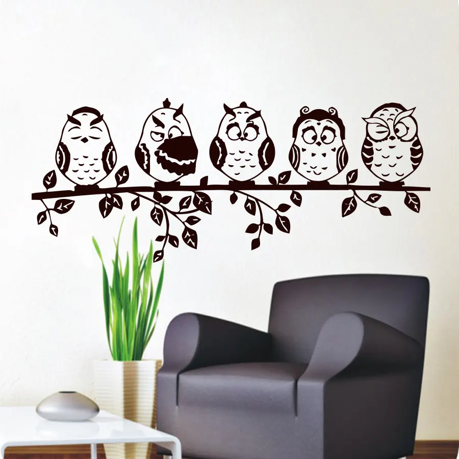 

New Owl Bird Wall Sticker PVC Waterproof Living Room Decoration Kids Rooms Children Baby Nursery Rooms Home Decor