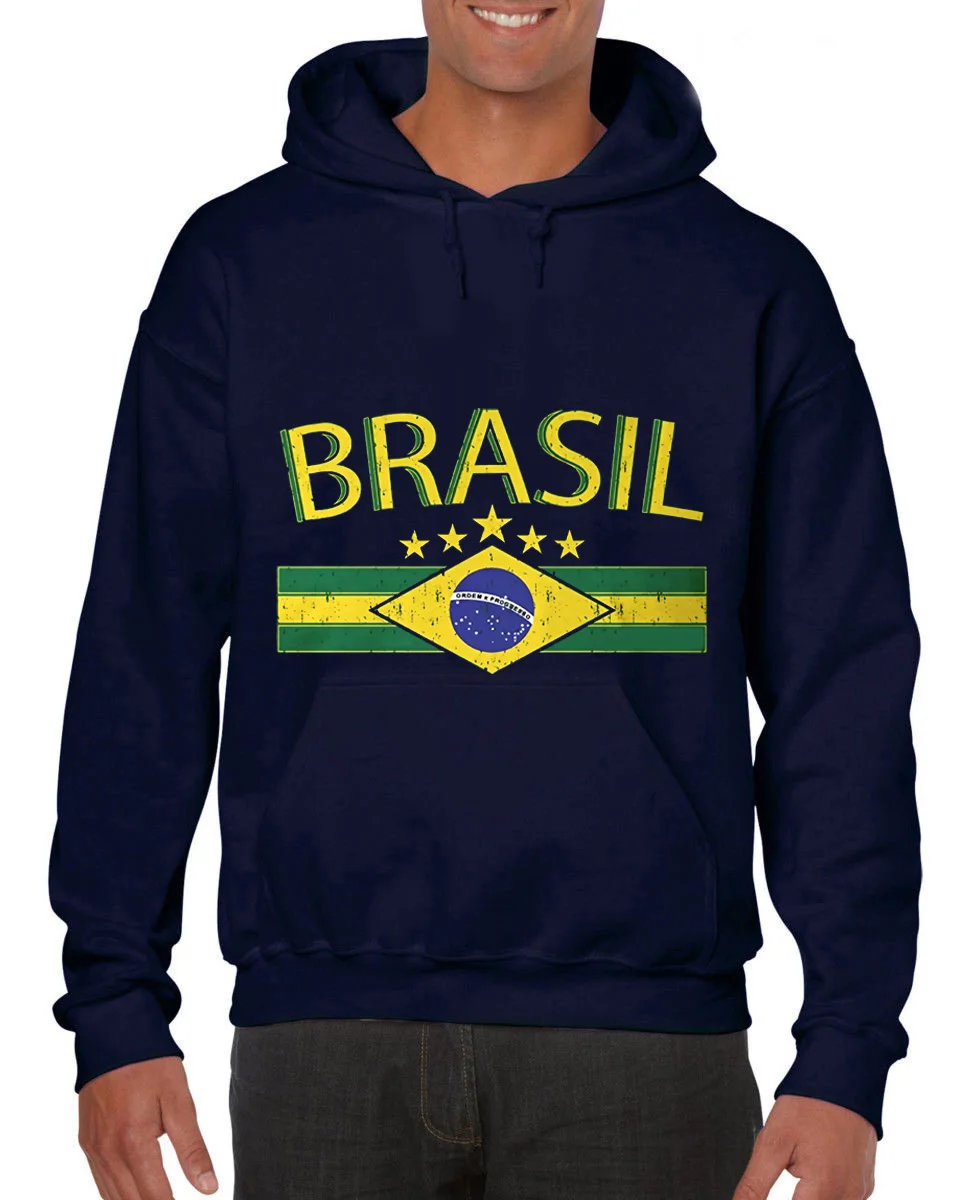 Mens Fashion 2019 Men's Brasil Flag and Country Emblem, Brazil Hoodies Sweatshirt