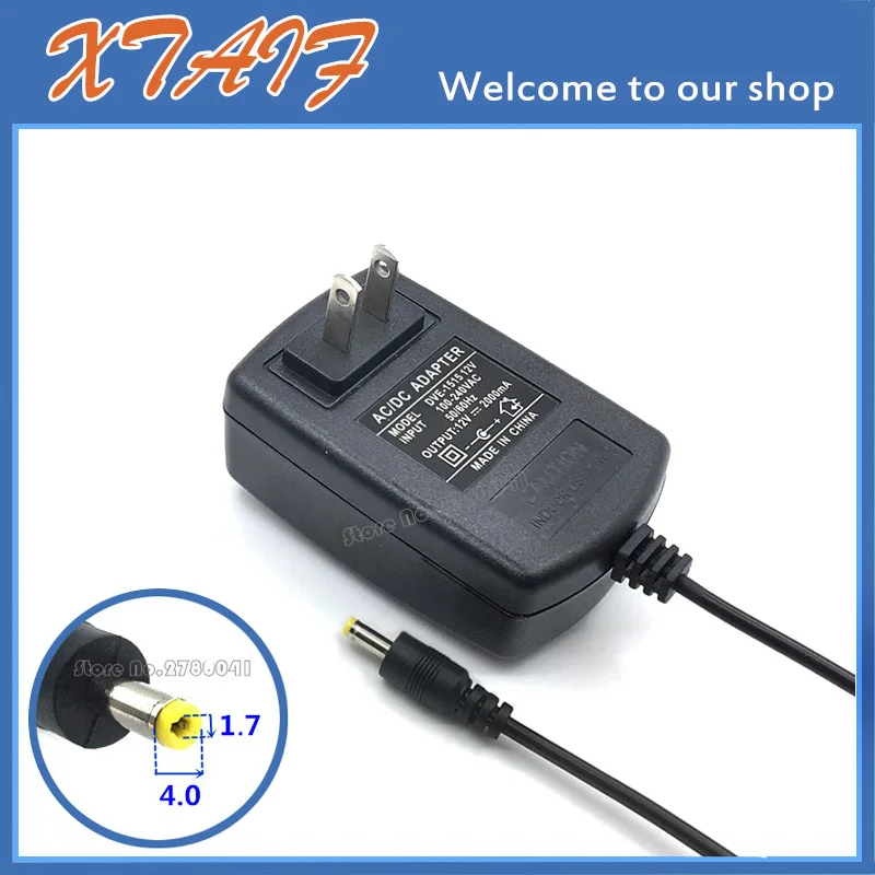 DC 12V2A  12v 2a  4.0mm*1.7mm power adapter ac 100-240V power supply black Plug in US plug Charger for dvd   12V2000mA