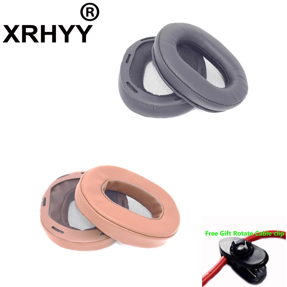 XRHYY 1 Pair Replacement Ear Pads Cushion Earpad Foam For Sony MDR-1R MK2 MDR-1RNC 95*80mm Headphone + Free Rotate Cable Clip