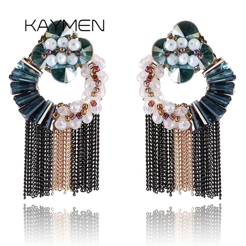 Handmade Luxury Drop Earrings for Women Staement Bohemia Tassels Beaded Fashion Earrings New Arrivals for Engagement Party