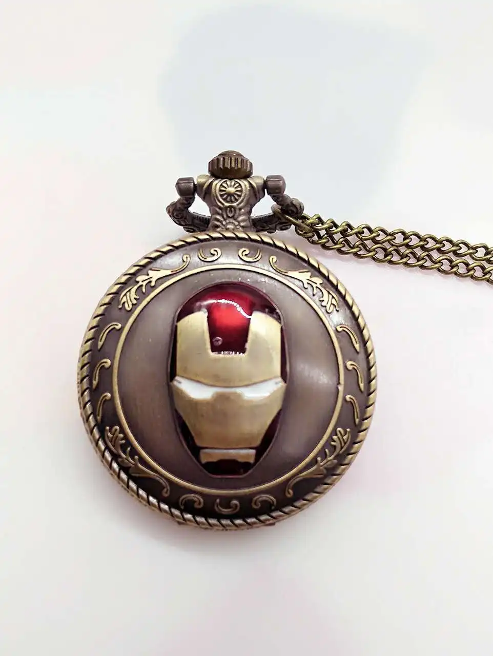 

New Arrival Cool Men Boy Altman Mask Design Round Pocket Watch Quartz Pendant Necklace Chian Best Gift P29325