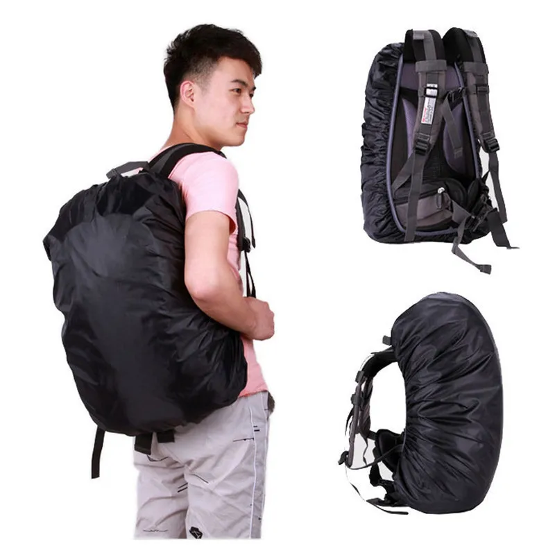 1pcs Ultralight Backpack Waterproof Cover 35-45L Universal OutdoorSport Climbing Bags Rain Cover Inside Silver watering Coating