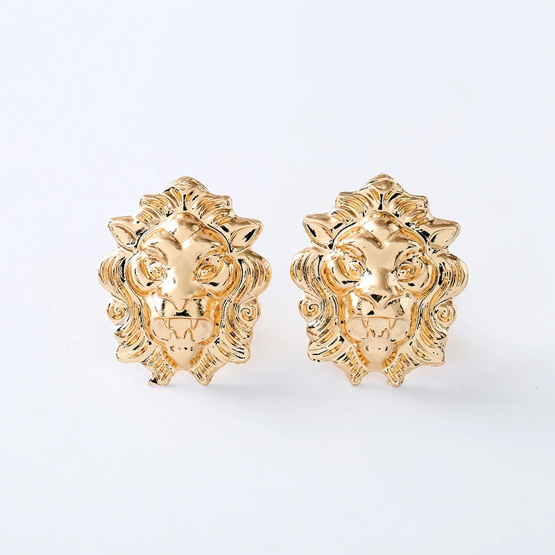 COWNINE 2019 Presents Women's Golden Animal Ear Clips Lion Exaggerated Retro Clip Earrings Jewelry Game Champion Gift