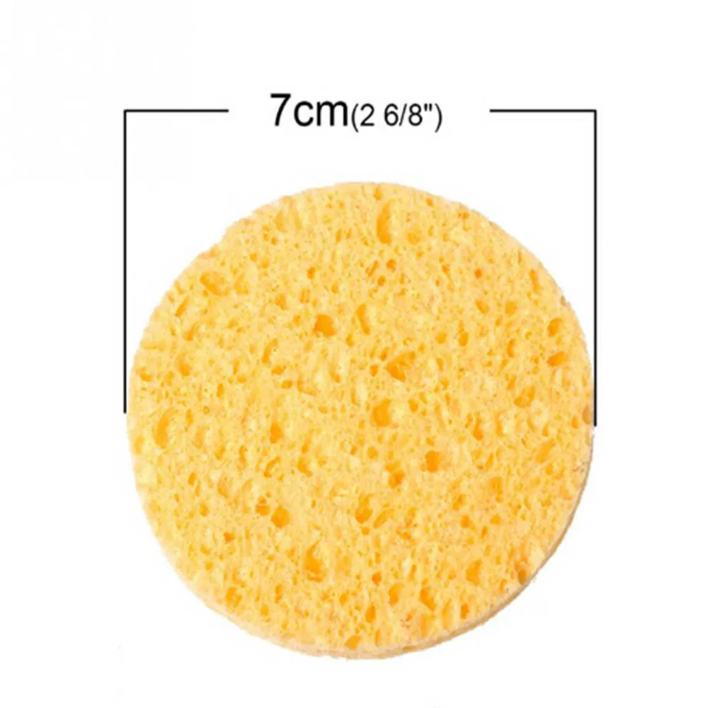 5pcs Round Soft Yellow Cosmetic Puff Makeup Pads Beauty Natural Wood Fiber Face Wash Cleansing Sponge Cosmetic Puff Pads HCDB1B3