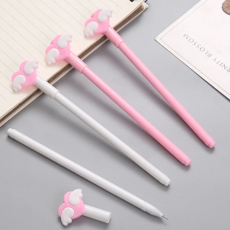 40 pcs Lovely Fresh Loving Wings Black Neutral Stationery Office Pink Student Girl's Pen Kawaii School Supplies  Stationery