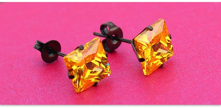 PE90 Titan-Ohrringe mit 5mm AAA Bunten Quadratischen Zirkonia 316L Edelstahl-Ohrringe IP-Beschichtung Nicht Verblassend Allergiefrei – Detail 17