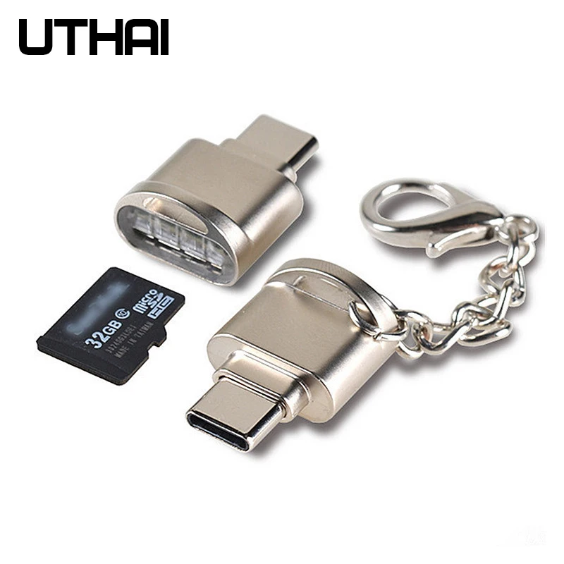 UTHAI C09 Mini Type C USB3.1 Micro SD Card Reader TF Memory Card Adapter for Macbook or Smartphone with USB c Interface U Disk