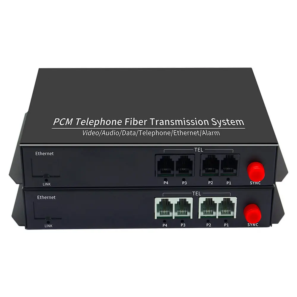 1 Pair 4 Channel- PCM Voice Tel Over Fiber Optic Multiplexer Extender,FC Optical Port,Support Caller ID and Fax Function