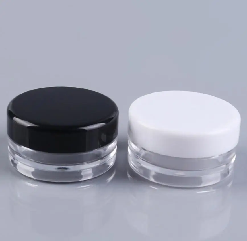 

5G black Empty Plastic Cream Jar, 5ml Small Sample nail powder case Cosmetic Container Wholesale