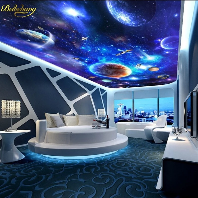 beibehang Custom Photo 3D Floor Painting Wallpaper Sky Galaxy Cosmic 3D Floor papel de parede