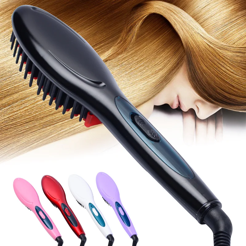 

110v/220v professional flat iron smoothing straightening brush ceramic hair straightener comb