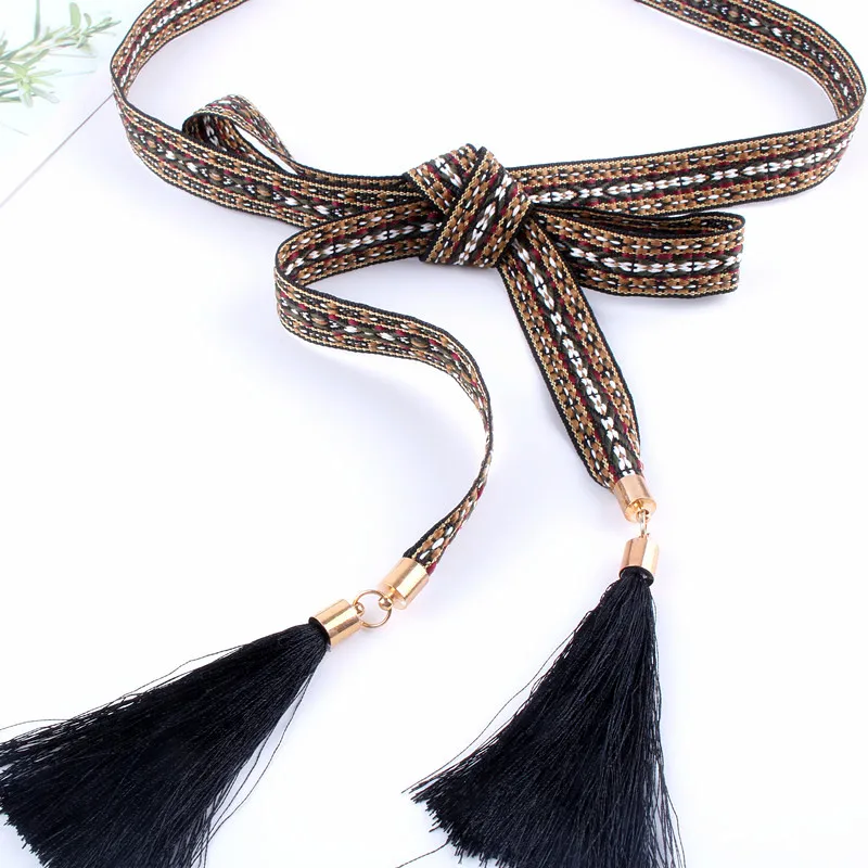 designer belts high qualityi National traits belt canvas straps waist tasstel rope straps retro female decorative dress fringed