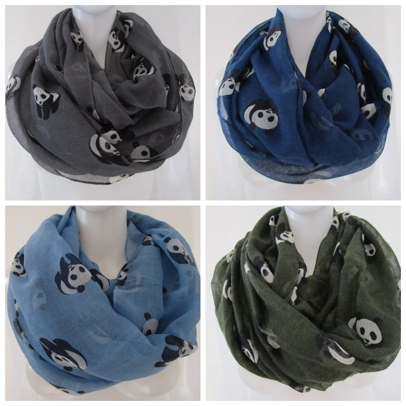 FOXMOTHER New Fashionable Grey Blue Panda Animal Infinity Scarf Scarves For Women/Ladies Gifts