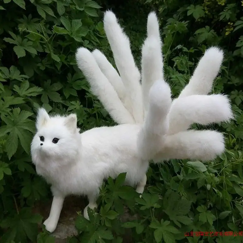 

big simulation white fox toy polyethylene & furs nine-tails fox model gift about 30x23cm b0192