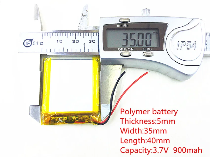 Bateria polimerowa grubość: 5mm szerokość: 35mm długość: 40mm pojemność: 3.7 V 900 mah dla Mp3 MP4 MP5 GPS PSP telefonu komórkowego