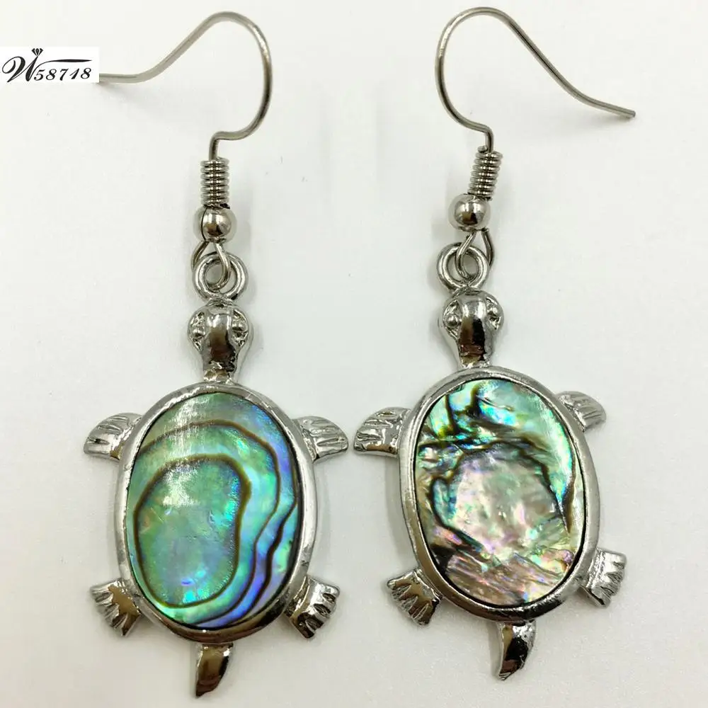 Fashion Jewelry  New Zealand Abalone Shell Oval Women Bead Dangle Earrings Pair C7622