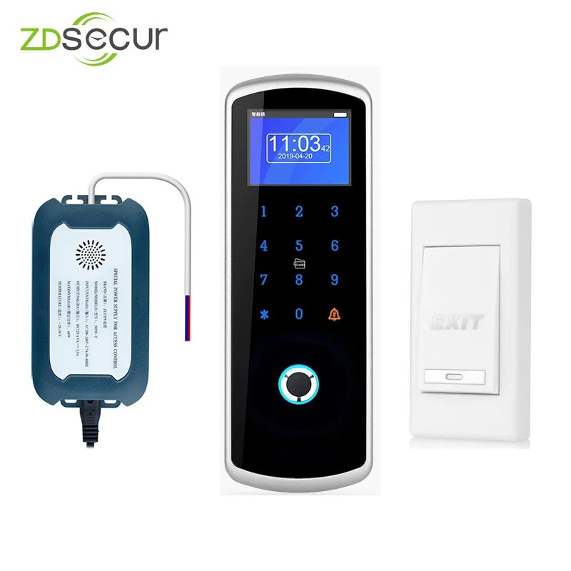 

2.4G Wireless Fingerprint 13.56 Card and Password Recgonition Access Control System with Power Supply and Exit Button