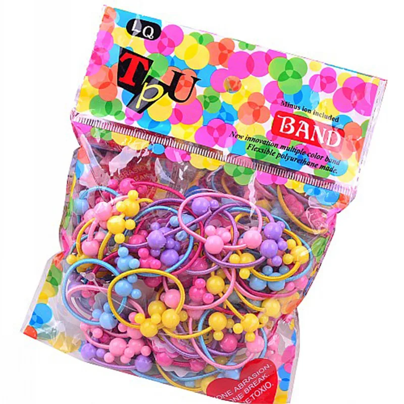 50PCS/Lot Cartoon Lovely Stars Children Elastic Hair Band Rubber Bands Ponytail Holder Elastic Headwear Girls Hair Accessories