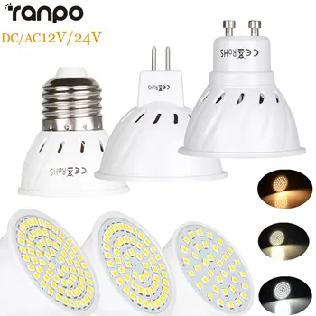 LED Spotlight GU10 E27 MR16 หลอดไฟ LED 4W 6W 8W 2835SMD AC/DC 12V 24V 36Leds 54Leds 72Leds หลอดไฟ LED Lampara Spot Light