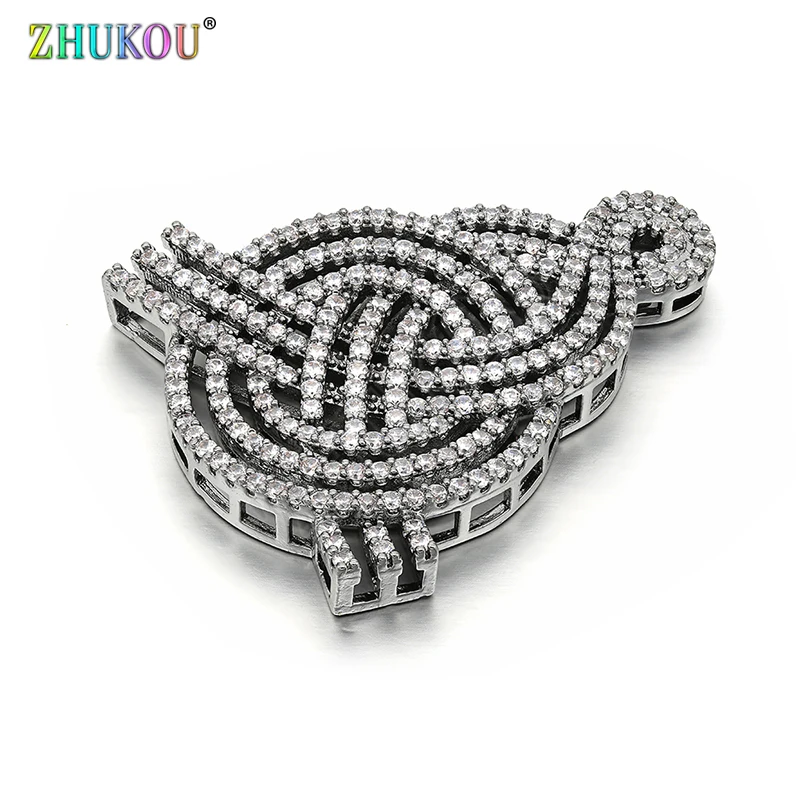 35*43mm Brass Cubic Zirconia Charms Connectors DIY Jewelry Bracelet Necklace Making, Model: VS271