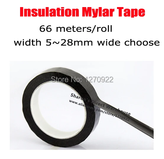 66Meters/roll, 5mm~28mm Width, Black Insulating Mylar Tape for Transformer Coil Motor Wrap, High Temperature Resist, Isolated